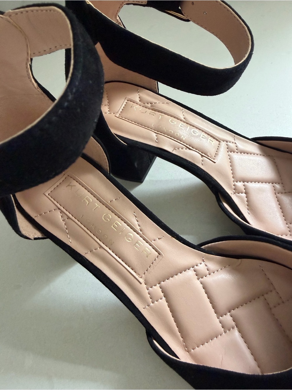Kurt Geiger Black Suede Pointed-Toe Ankle-Strap Heels - Picture 7 of 8